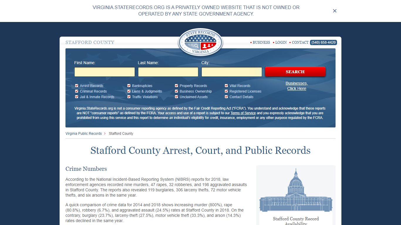 Stafford County Arrest, Court, and Public Records
