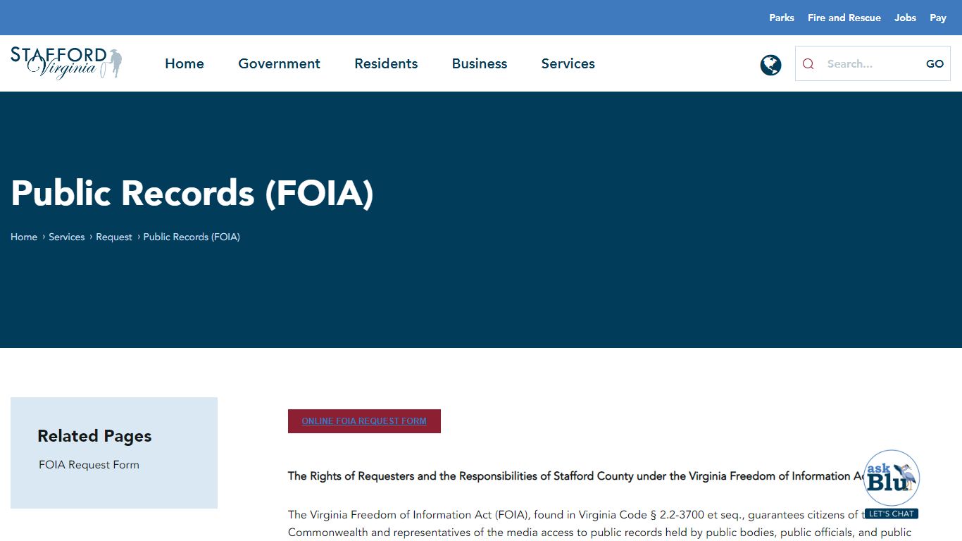 Public Records (FOIA) - Stafford County, VA